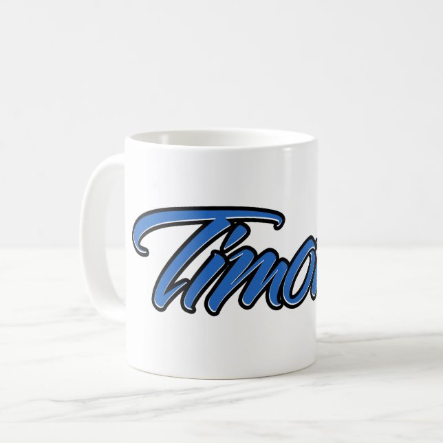 Timothée prénom nom tasse bleue tasse à café (Devant gauche)