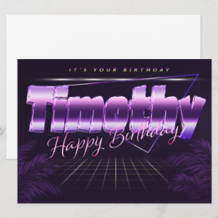 Timothy Nom Prénom carte rétro lilas Anniversaire