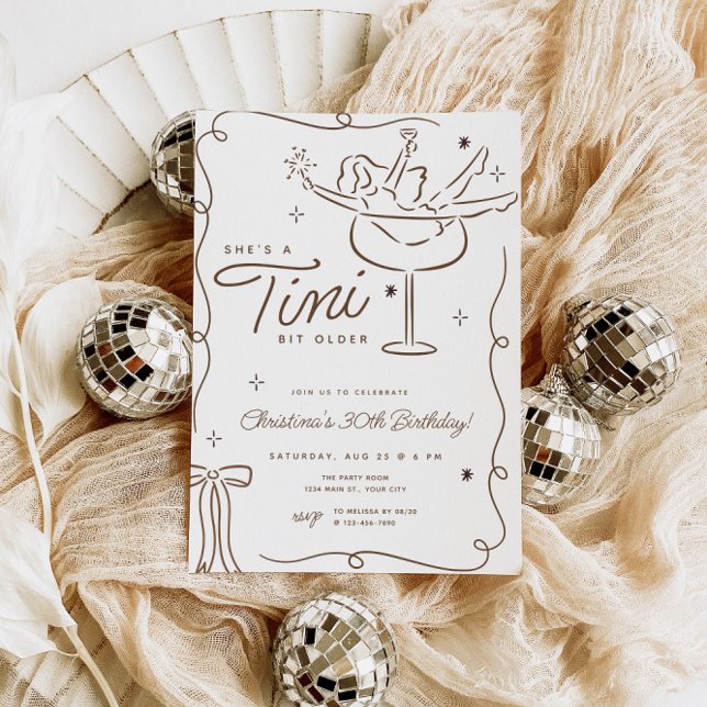 Tini Bit Ancien Martini Invitation Anniversaire (Tini Bit Older Espresso Martini Birthday Invite)