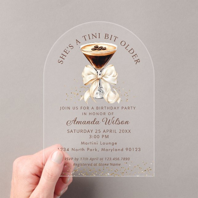 Tini Bit Older Espresso Martini Acrylic Invitation (In situ (ordinateur de poche))