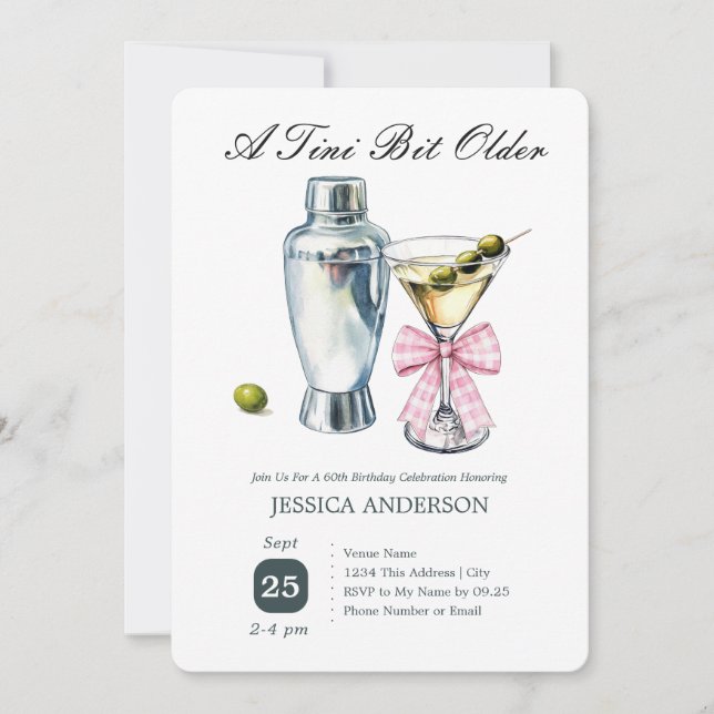 Tini Bit Older Invitation 60 ans Anniversaire Oliv (Devant)