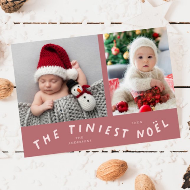 Tiniest Noel Pink Holiday Faire-part de naissance (Créateur téléchargé)