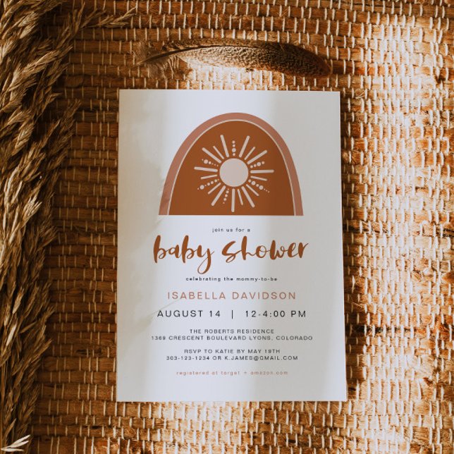TINLEY Boho Terracotta Sun Rainbow Baby Invitation (Créateur téléchargé)