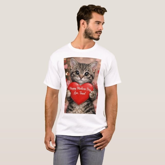 Tinsel "Joyeuse Fête des Mères T-Shirt Heart Kitte (Devant entier)
