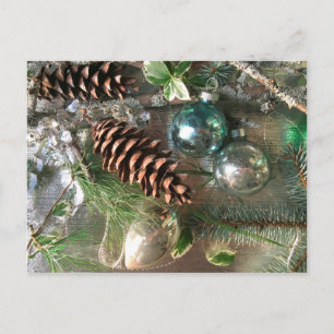 TINSEL vintage et ornements de Noël CARTE POSTALE