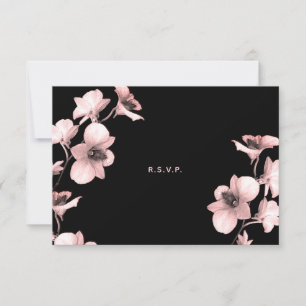 Tint rose orchidée blanche sur carte RSVP noire