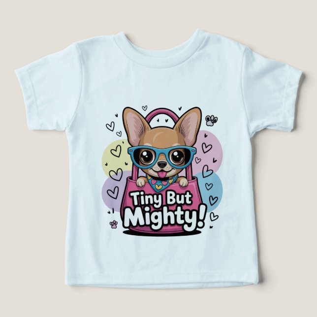 Tiny but Mighty Chihuahua  Toddler Tops & T-Shirts (Design Recto)