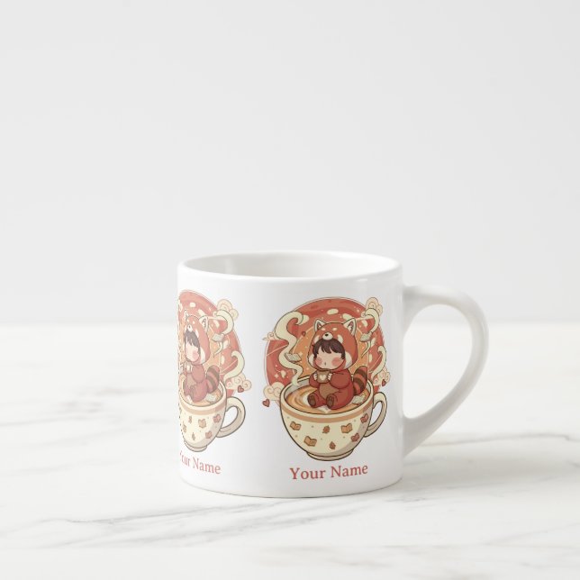 Tiny Chibi Red Panda Milk Mug for Kids (Droite)