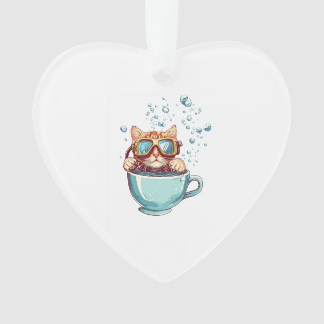 Tiny Diver Cat � Funny Scuba Kitty Tea Lover (devant)