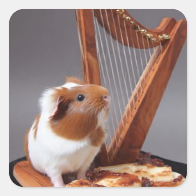 Tiny Harpist Guinea Pig – Artistic Sticker (Devant)