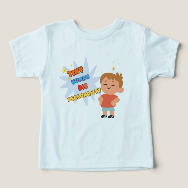 Tiny Human Big Personality Funny Kids T-ShiT-Shirt (Design Recto)