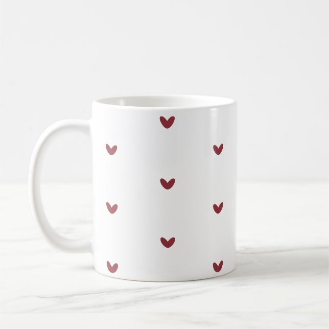 Tiny Red Hearts Minimalist Pattern Coffee Mug (Gauche)