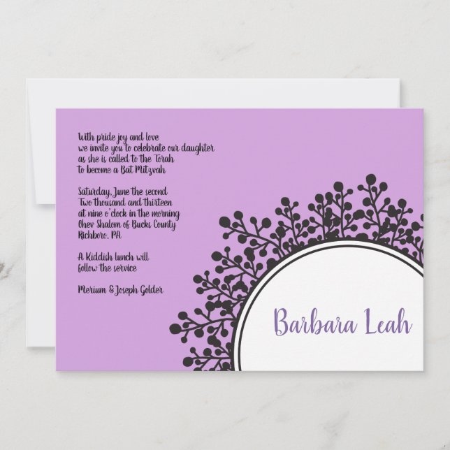 TINY VINES Circulaire Bat mitzvah Invitation (Devant)