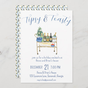 Tipsy & Toasty Christmas Party Bubbly Invitation