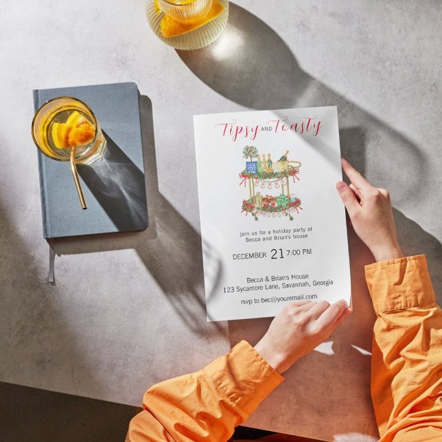 Tipsy & Toasty Red Bar Christmas Party Invitation (Créateur téléchargé)