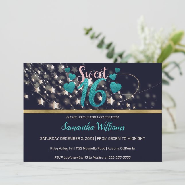 Tir Stars Sweet 16 Invitation (Debout devant)