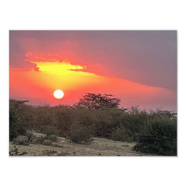 Tirage photo du coucher de soleil kenyan (Devant)