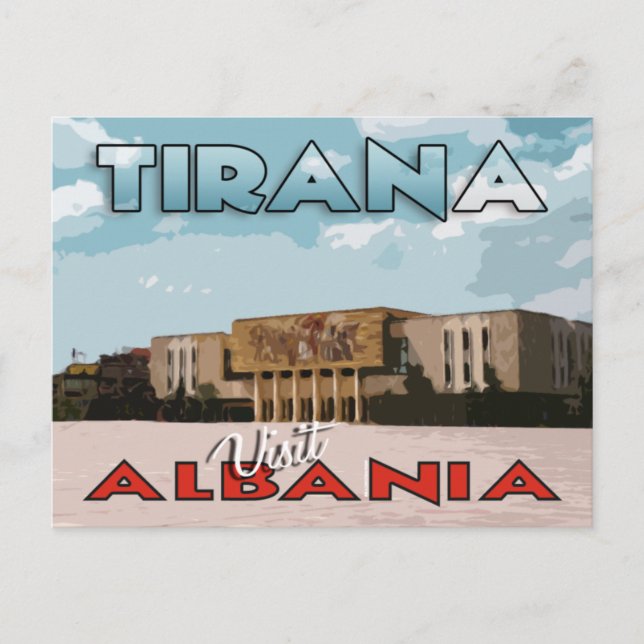 Tirana, Carte postale Visite Albanie (Devant)