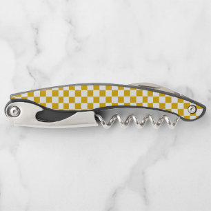 Tire-bouchon à damiers moutarde jaune et blanc