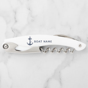 Tire-bouchon Ancre Bleue Marine Nom du bateau nautique Personna