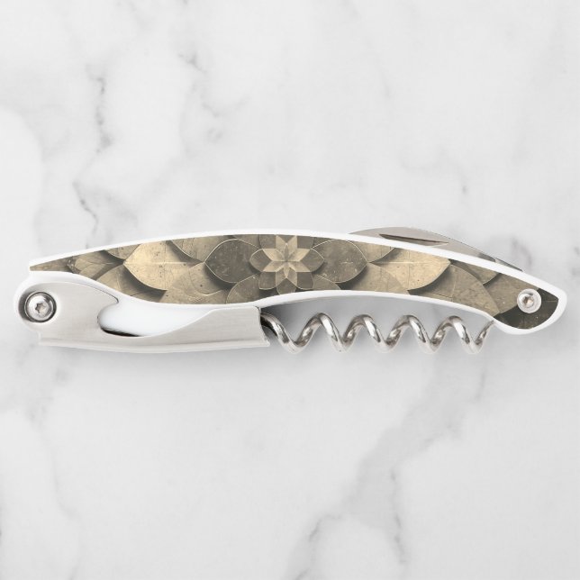 Tire-bouchon Antique Golden Mandala Art Fleur texturée (Devant)