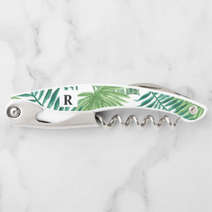 Tire-bouchon Aquarelle Tropical Palm Verdure Monogramme