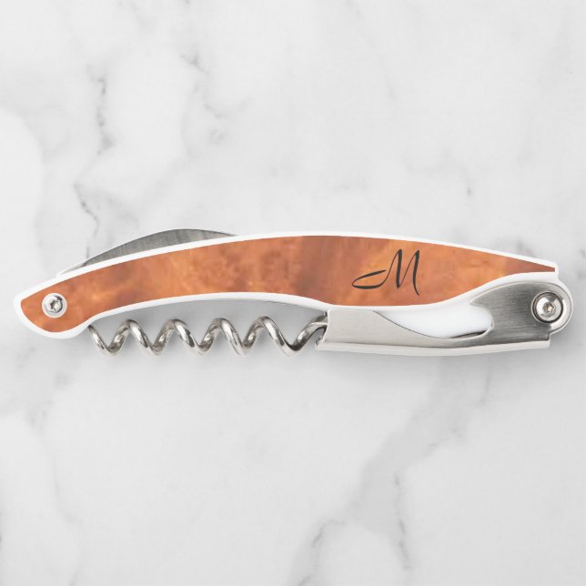 Tire-bouchon Aspect en bois de noyer circassien *Monogramme* (Dos)