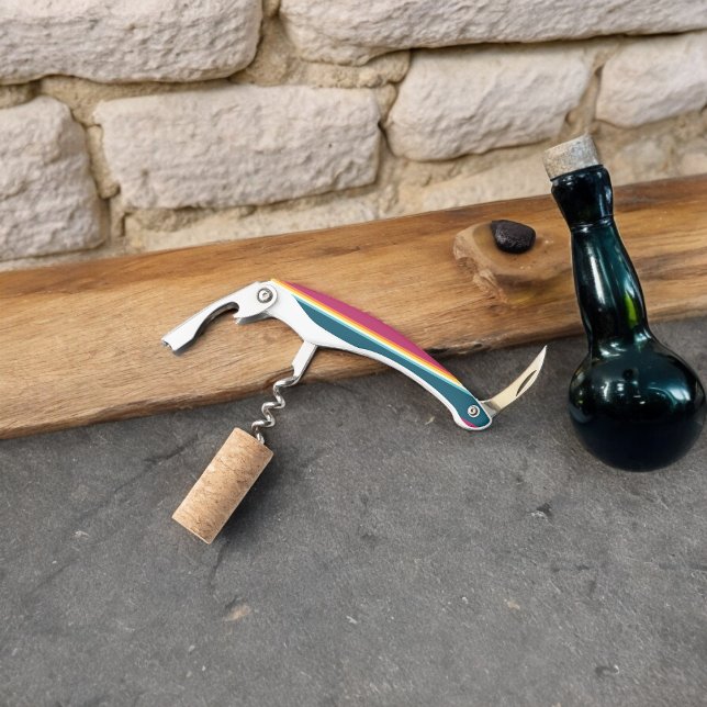 Tire-bouchon Bande des tons rose et bleu (Corkscrew Bottle Opener)