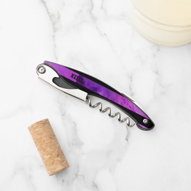 Tire-bouchon bandes texturées violettes et noires (Devant)
