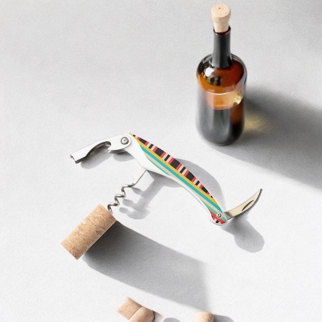 Tire-bouchon Bandes verticales horizontales multicolores (Corkscrew Bottle Opener)