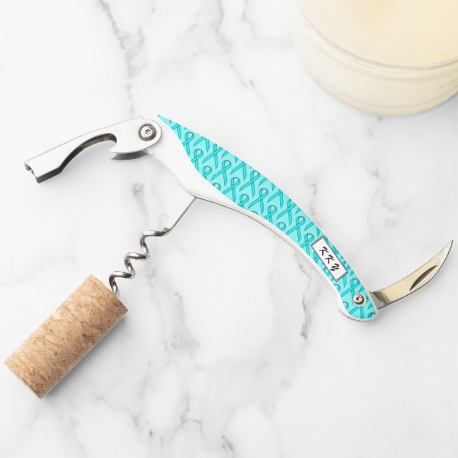 Tire-bouchon Bleu Lt / Ruban Turquoise Standard par Kenneth Yon (Devant)