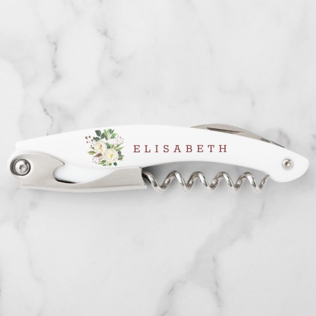 Tire-bouchon Bouquet de roses blanches (Devant)