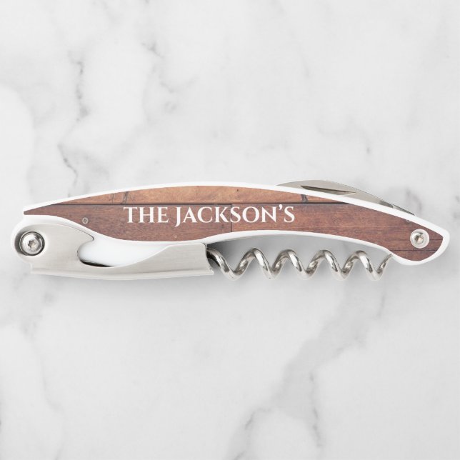 Tire-bouchon Bouteille de Monogramme Motif rustique (Devant)