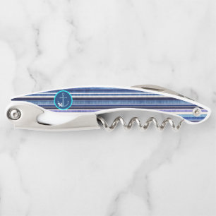 Tire-bouchon Collection de rayures de bateaux bleus de la Marin