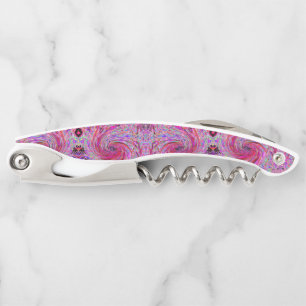 Tire-bouchon Cool Abstrait rétro rose chaud et rouge floral tor