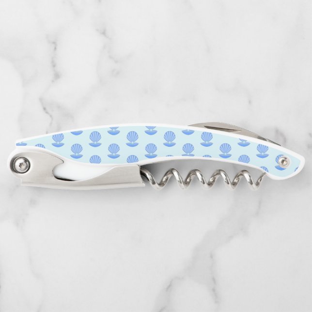 Tire-bouchon Coquille d'huîtres pour bébé bleu et modèle de per (Devant)