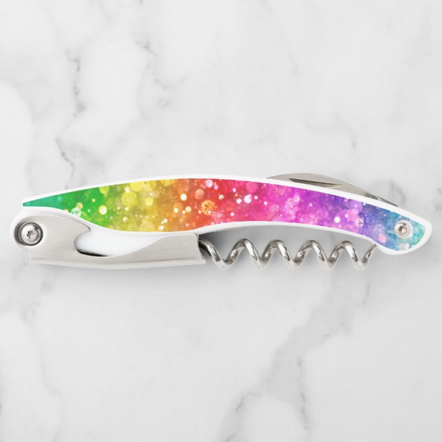 Tire-bouchon Couleurs arc-en-ciel faux brillant (Devant)