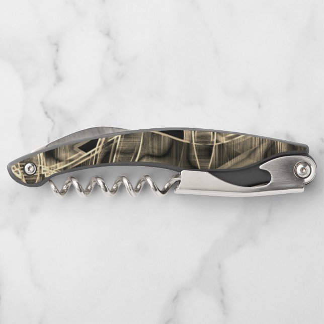 Tire-bouchon Courbes sur bande, lignes kaki ou beige en relief (Dos)