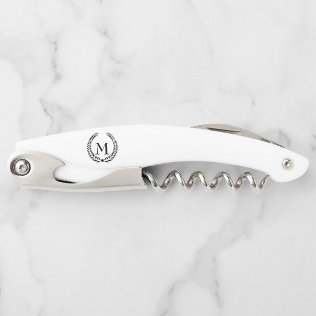 Tire-bouchon Couronne de laurier noir monogramme (Devant)