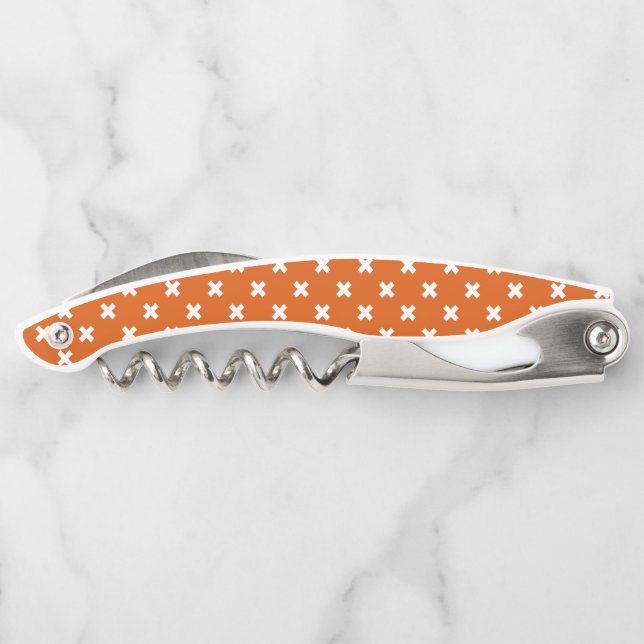 Tire-bouchon Croix blanche coutures sur orange brûlé (Dos)