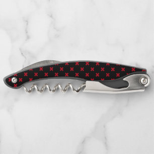 Tire-bouchon Croix rouge coutures sur noir
