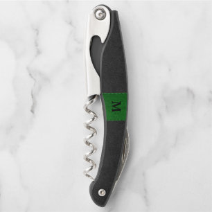 Tire-bouchon Cuir noir et vert faux