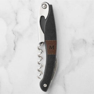 Tire-bouchon Cuir synthétique noir et marron