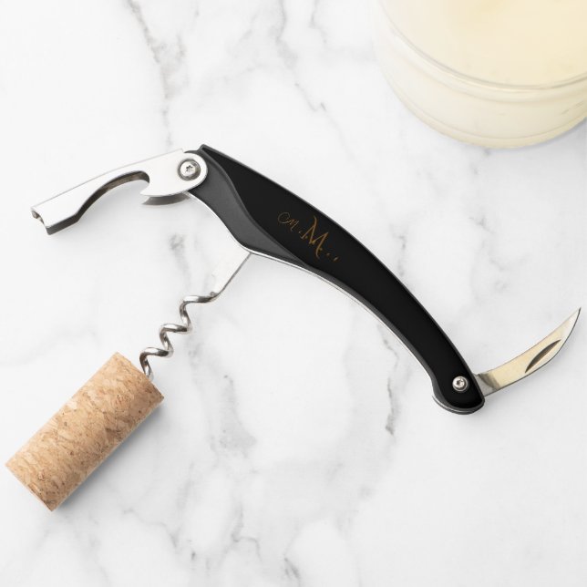 Tire-bouchon Custom Gold Monogram Corkscrew Elegant Wine Opener (Devant)