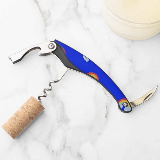 Tire-bouchon Cute arc-en-ciel avec Motif nuages (Devant)