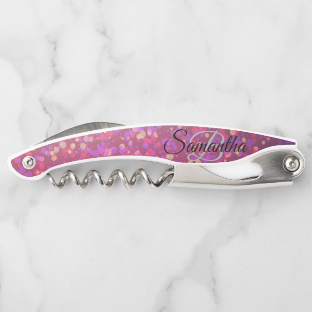 Tire-bouchon de serveur en paillettes à monogramme (Dos)