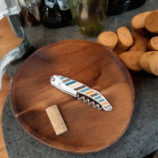 Tire-bouchon Diagonale à bandes multicolores (Corkscrew Bottle Opener)