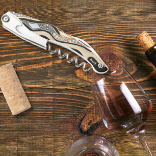 Tire-bouchon Diamants blancs et rayures dorées zèbres sur noir