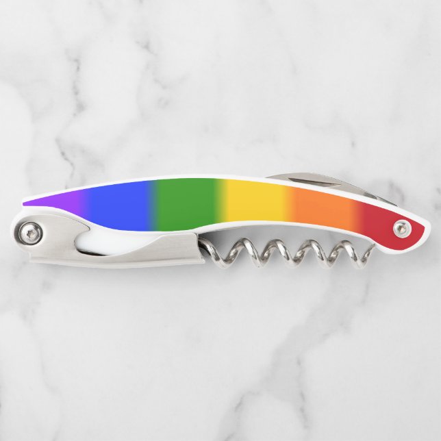 Tire-bouchon Drapeau Gay pride arc-en-ciel plat (Devant)