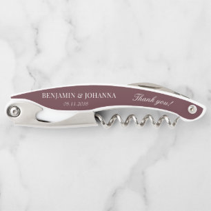 Tire-bouchon Elégant Maroon Rouge Mariage Merci Favoris